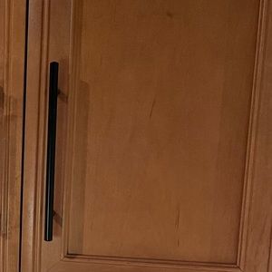 Bundle of 3 modern black metal kitchen cabinet door or drawer pulls